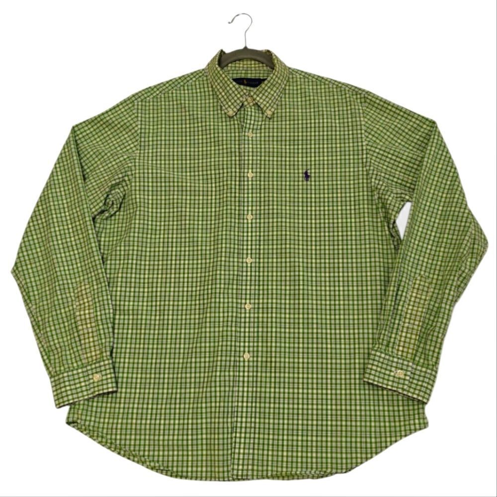 Ralph Lauren Green Check Casual Button Down Shirt Sz XL